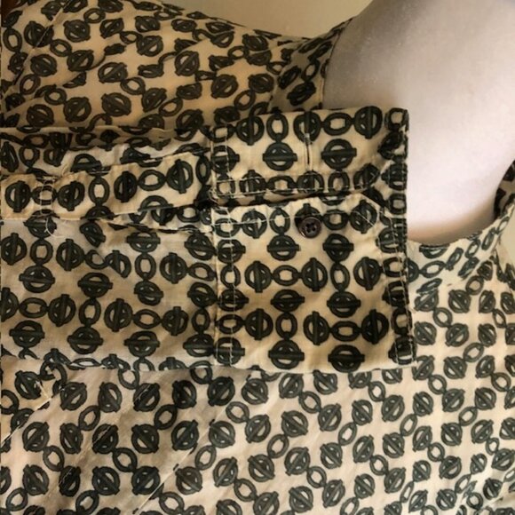 TORY BURCH Toggle Chain Green Cotton Long Sleeve Button Up Banded Collar… - Picture 7 of 16